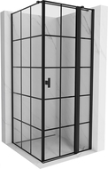 Mexen Mist T draaideur douchecabine rechts 100 x 100 cm, zwart raster, zwart - 8A4T-100-100-70-77-P