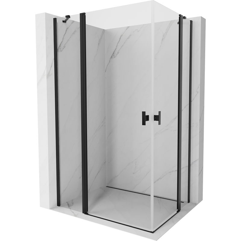 Mexen Mist Duo Duschkabine schwenkbar 80 x 75 cm, transparent, schwarz - 8A4-080-075-70-00