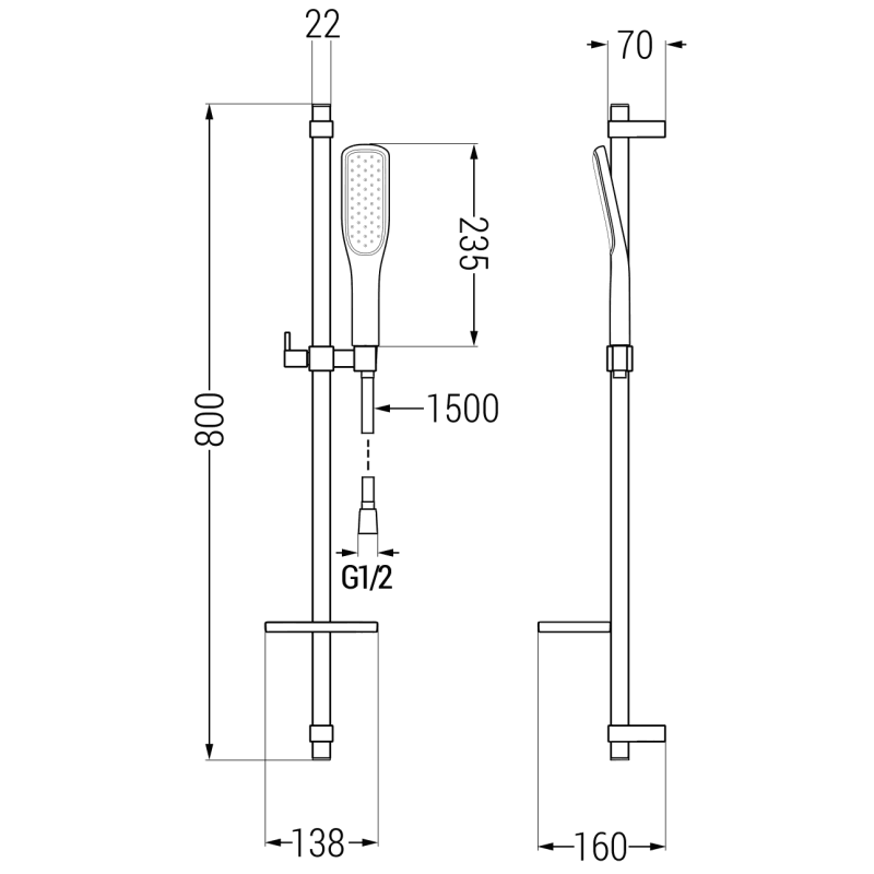 Mexen DQ49 sliding shower set, black - 785494581-75