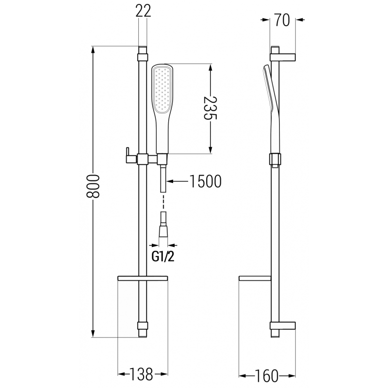 Mexen DQ49 verstellbares Duschset, schwarz - 785494581-75