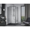 Mexen Apia Duschkabine verschiebbar 140 x 90 cm, transparent, Chrom + Duschwanne Flat, schwarz - 840-140-090-01-00-4070