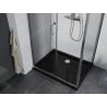 Mexen Apia Duschkabine verschiebbar 140 x 90 cm, transparent, Chrom + Duschwanne Flat, schwarz - 840-140-090-01-00-4070