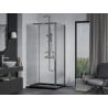 Mexen Apia Duschkabine verschiebbar 140 x 90 cm, transparent, Chrom + Duschwanne Flat, schwarz - 840-140-090-01-00-4070