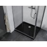 Mexen Apia Duschkabine verschiebbar 140 x 90 cm, transparent, Chrom + Duschwanne Flat, schwarz - 840-140-090-01-00-4070