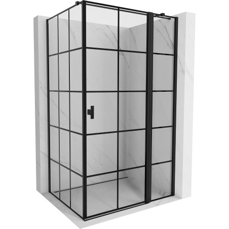Mexen Mist T tuš kabina s preklopnim vratima desna 100 x 110 cm, crna rešetka, crna - 8A4T-100-110-70-77-P