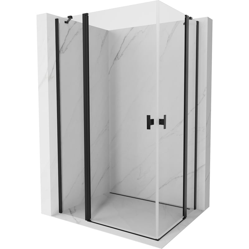 Mexen Mist Duo Duschkabine schwenkbar 95 x 85 cm, transparent, schwarz - 8A4-095-085-70-00