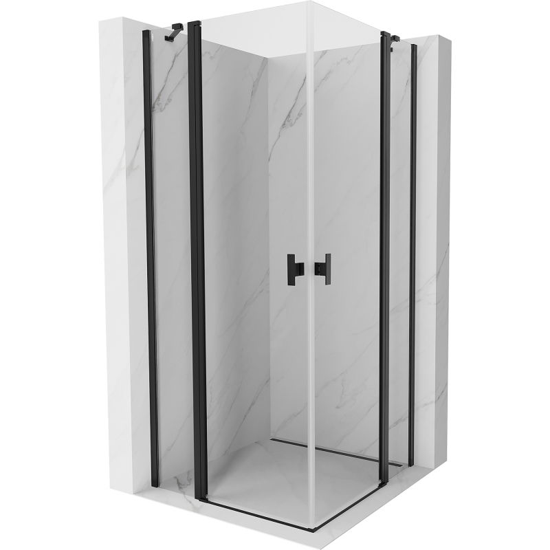 Mexen Mist Duo Duschkabine schwenkbar 90 x 90 cm, transparent, schwarz - 8A4-090-090-70-00