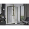 Mexen Apia Schiebeduschkabine 90 x 70 cm, transparent, gold + Duschwanne Flat, weiß- 840-090-070-50-00-4010G