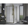 Mexen Apia cabine de douche coulissante 90 x 90 cm, transparent, doré + receveur Flat, blanc - 840-090-090-50-00-4010G