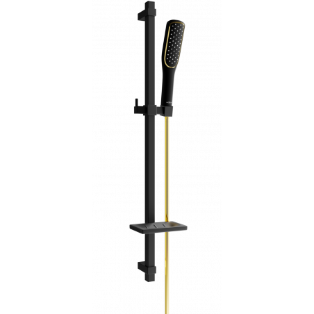 Mexen DQ49 conjunto de chuveiro deslizante, preto/dourado - 785494581-57