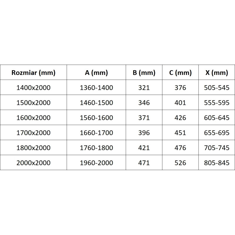 Mexen Velar L Duo lükanddushuks 200 cm, läbipaistev, roosa kuld - 871-200-003-02-60