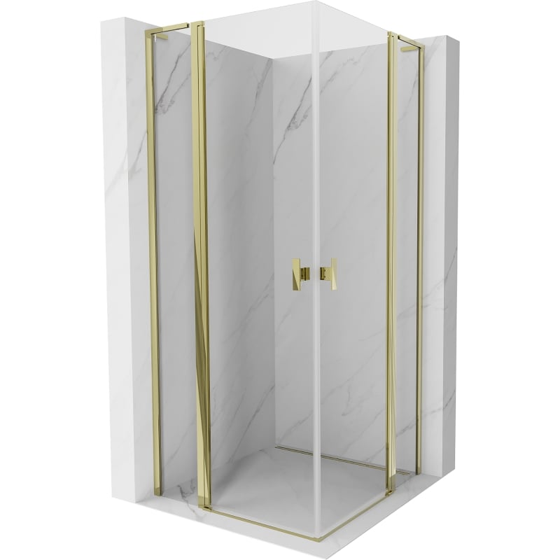 Mexen Mist L Duo cabine de douche pivotante 95 x 95 cm, transparente, or - 8A4L-095-095-50-00