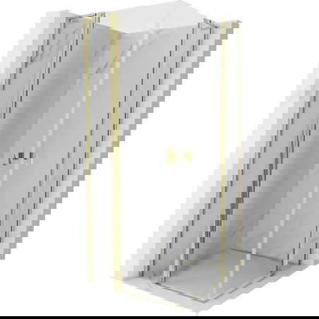 Mexen Mist L Duo Duschkabine schwenkbar 100 x 100 cm, transparent, gold - 8A4L-100-100-50-00