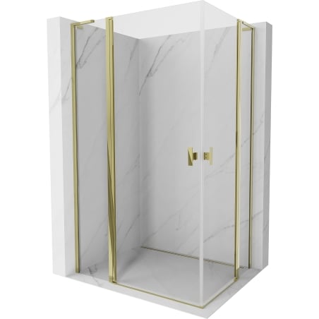 Mexen Mist L Duo cabine de douche pivotante 110 x 105 cm, transparent, or - 8A4L-110-105-50-00