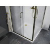 Mexen Apia schuifbare douchecabine 100 x 100 cm, transparant, goud + Flat douchebak, wit - 840-100-100-50-00-4010G