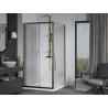 Mexen Apia Schiebeduschkabine 100 x 100 cm, transparent, gold + Flat-Duschwanne, weiß - 840-100-100-50-00-4010G