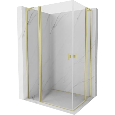 Mexen Mist L Duo cabine de douche pivotante 105 x 90 cm, transparent, or brossé - 8A4L-105-090-55-00