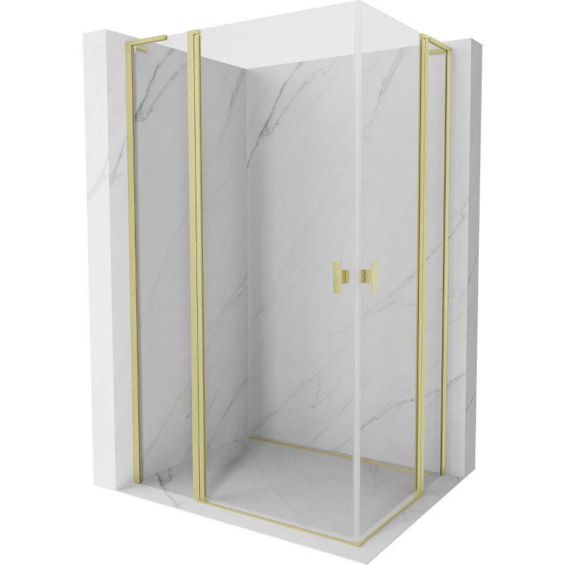 Mexen Mist L Duo Duschkabine schwingtür 120 x 90 cm, transparent, gebürstet gold - 8A4L-120-090-55-00