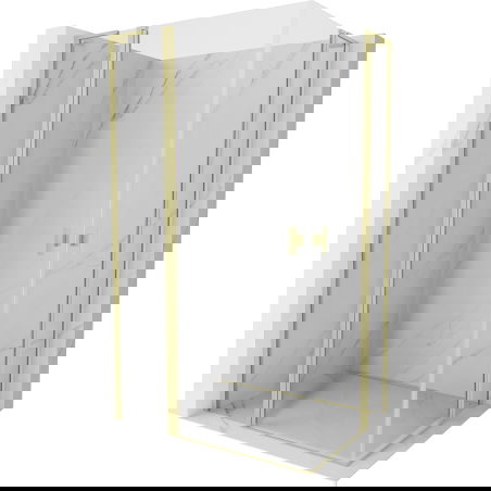 Mexen Mist L Duo Duschkabine schwingtür 120 x 90 cm, transparent, gebürstet gold - 8A4L-120-090-55-00