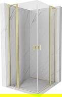 Mexen Mist L Duo draaideur douchecabine 100 x 100 cm, transparant, geborsteld goud - 8A4L-100-100-55-00