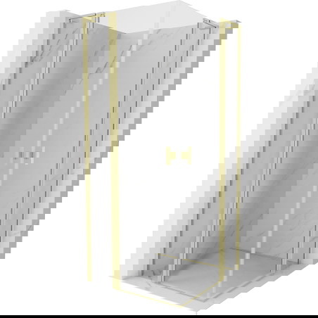 Mexen Mist L Duo pregibna tuš kabina 105 x 105 cm, prozorna, zlata brušena - 8A4L-105-105-55-00