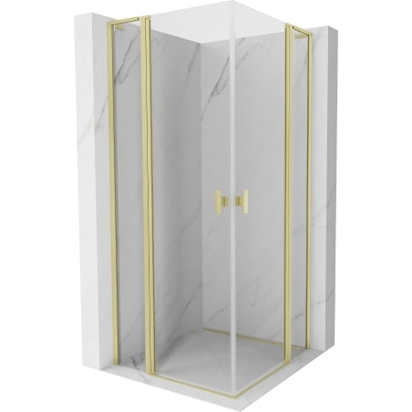 Mexen Mist L Duo cabine de douche pivotante 110 x 110 cm, transparent, or brossé - 8A4L-110-110-55-00