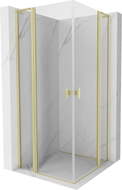 Mexen Mist L Duo preklopna tuš kabina 120 x 120 cm, prozirna, zlatna brušena - 8A4L-120-120-55-00