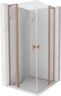 Mexen Mist L Duo preklopna tuš kabina 95 x 95 cm, prozirna, brušena mjed - 8A4L-095-095-65-00