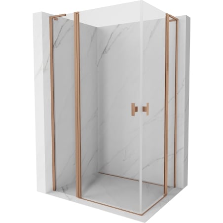 Mexen Mist L Duo cabine de douche battante 120 x 90 cm, transparent, cuivre brossé - 8A4L-120-090-65-00