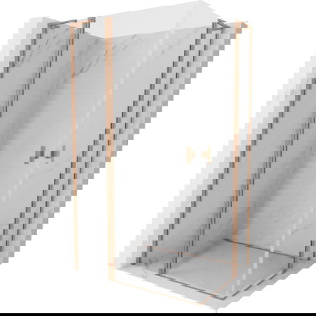 Mexen Mist L Duo nagibna pršna kabina 100 x 95 cm, prozorna, brušeni baker - 8A4L-100-095-65-00