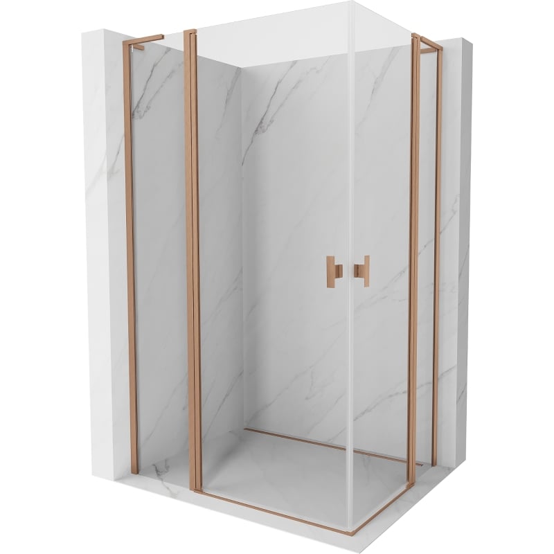 Mexen Mist L Duo klizna vrata kabina za tuširanje 105 x 95 cm, prozirna, brušena mjed - 8A4L-105-095-65-00
