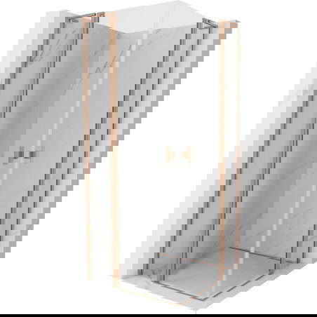 Mexen Mist L Duo cabine de duche articulada 100 x 100 cm, transparente, cobre escovado - 8A4L-100-100-65-00