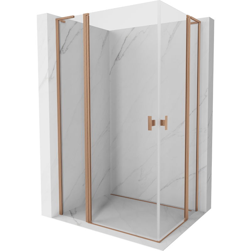 Mexen Mist L Duo cabine de duche de abrir 110 x 100 cm, transparente, cobre escovado - 8A4L-110-100-65-00