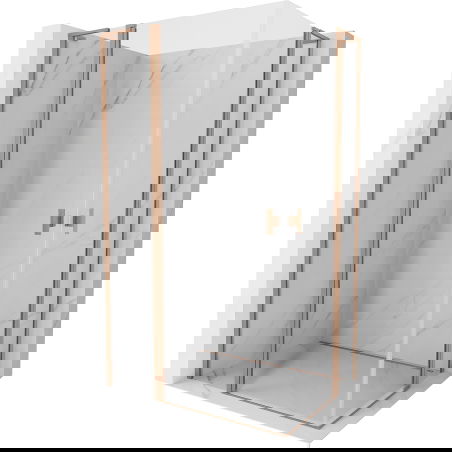 Mexen Mist L Duo douchecabine draaideur 115 x 110 cm, transparant, geborsteld koper - 8A4L-115-110-65-00