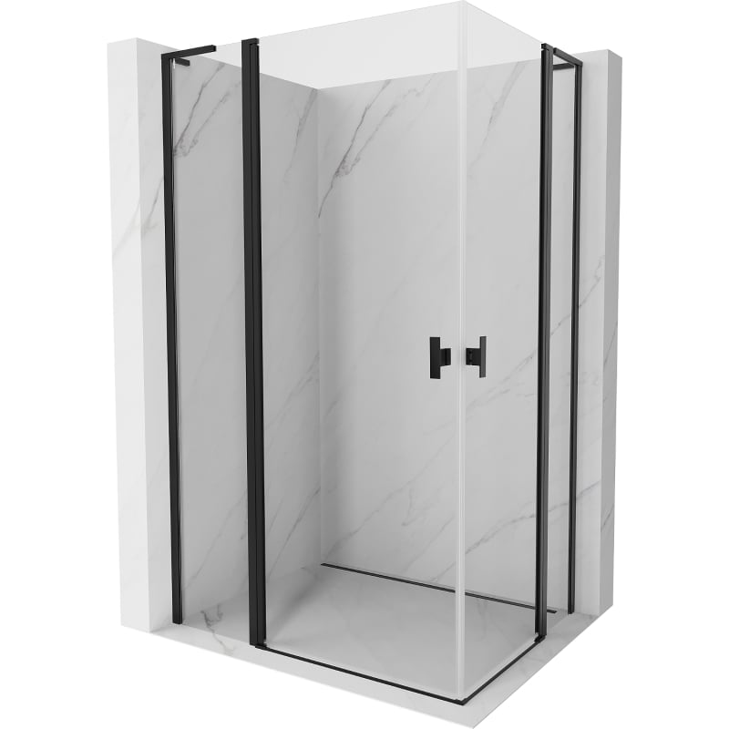 Cabine de douche à battant Mexen Mist L Duo 110 x 90 cm, transparente, noire - 8A4L-110-090-70-00