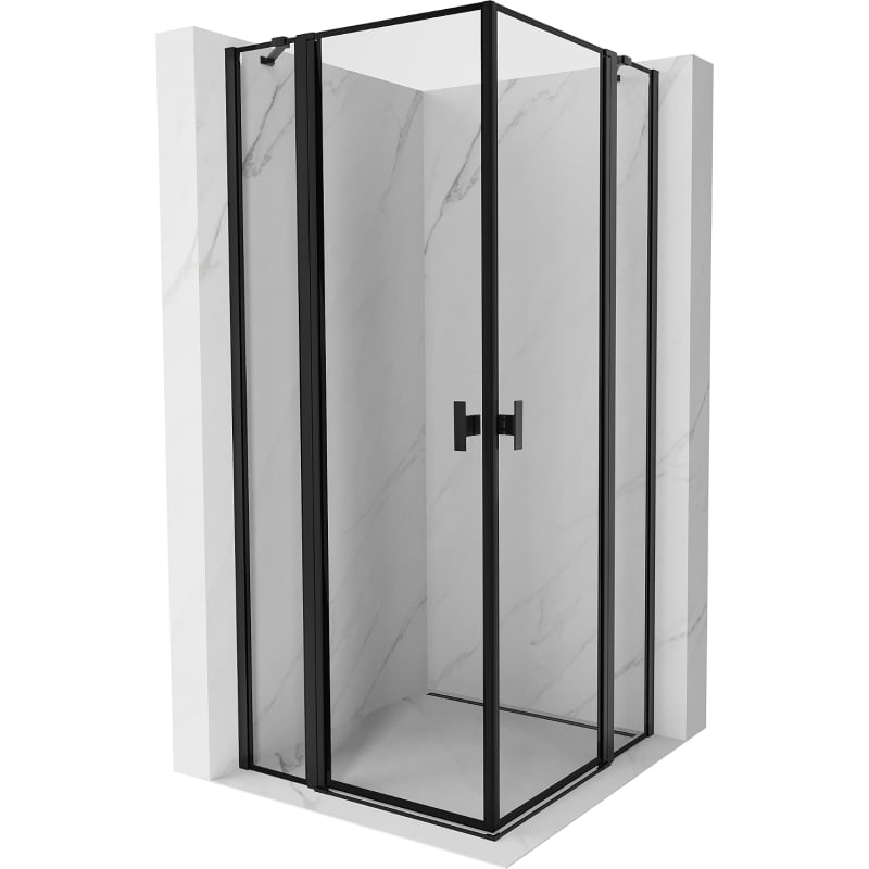 Mexen Mist Duo Duschkabine, Schwingtür 85 x 85 cm, schwarzer Rahmen, Schwarz - 8A4-085L-085P-70-70