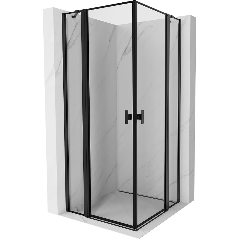Mexen Mist Duo tuš kabina z dvokrilnimi vrati 90 x 90 cm, črn okvir, črna - 8A4-090L-090P-70-70