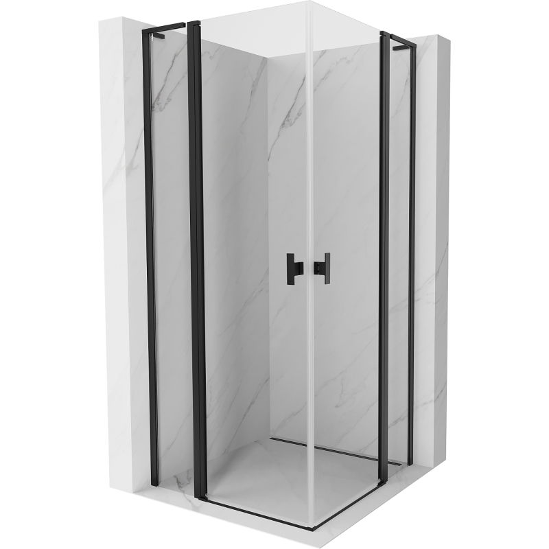 Mexen Mist L Duo Duschkabine schwenkbar 95 x 95 cm, transparent, schwarz - 8A4L-095-095-70-00
