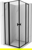 Mexen Mist L Duo hinged shower enclosure 90 x 90 cm, black frame, black - 8A4L-090L-090P-70-70