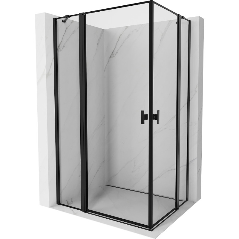 Mexen Mist Duo crna tuš kabina s dvostrukim vratima 115 x 105 cm, crni okvir, crna - 8A4-115L-105P-70-70