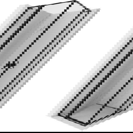 Mexen Mist L Duebel Duschkabine mat Gréisst 115 x 115 cm, schwaarzt Rumm, schwaarzt - 8A4L-115L-115P-70-70