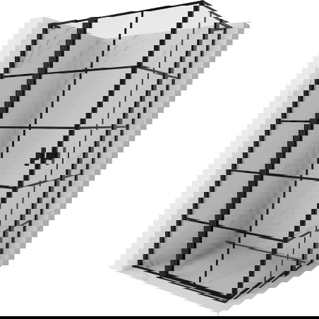 Mexen Mist L Duo pregibna tuš kabina 115 x 95 cm, črna mreža, črna - 8A4L-115L-095P-70-77