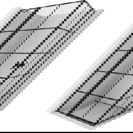 Mexen Mist Duo draaideur douchecabine 110 x 75 cm, zwarte raster, zwart - 8A4-110L-075P-70-77