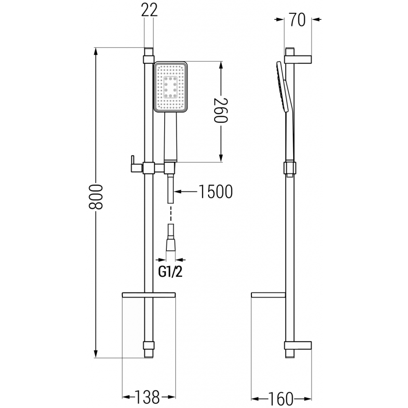 Mexen DQ54 glijdende doucheset, zwart/chroom - 785544581-17