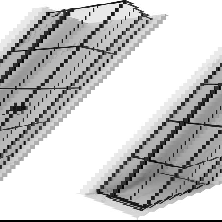 Mexen Mist Duo Duschkabine schwenkbar 85 x 85 cm, schwarzes Gitter, schwarz - 8A4-085L-085P-70-77