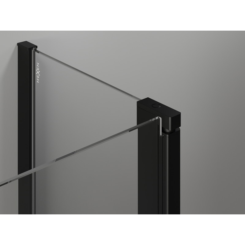 Mexen Mist L Duo kabina za tuš s vratima na preklop 120 x 115 cm, crna rešetka, crna - 8A4L-120L-115P-70-77