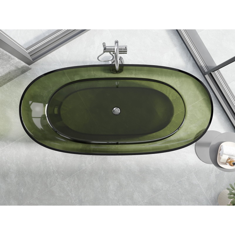 Mexen Pure fristående badkar transparent 170 x 80 cm, olive, krompropp - 58071708001