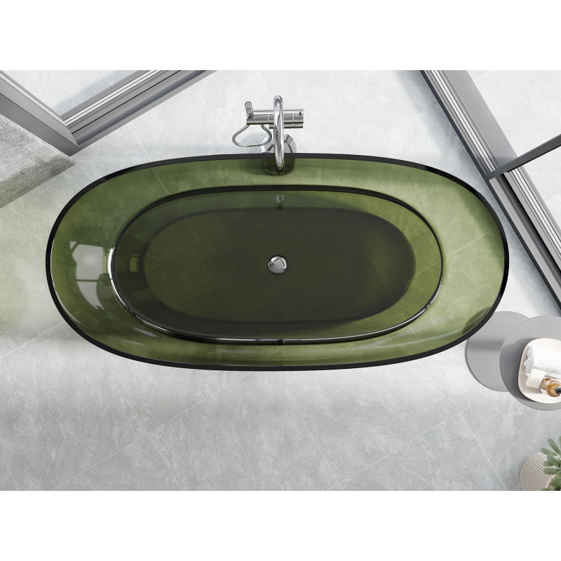 Mexen Pure olive baignoire autoportante transparente 170 x 80 cm, bonde chromée - 58071708001