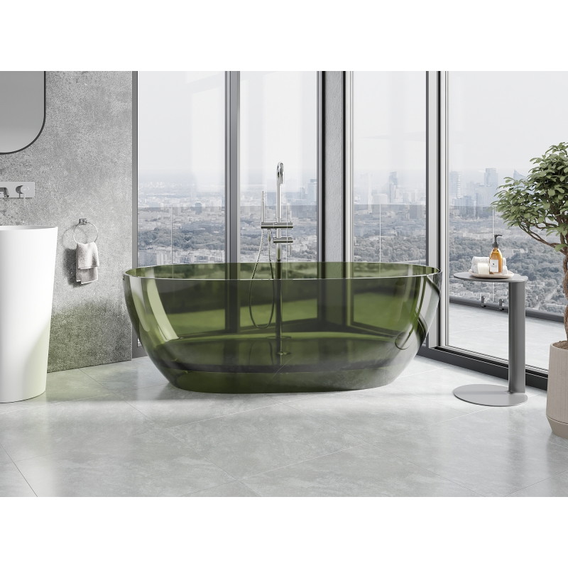 Mexen Pure wanna wolnostojąca transparentna 170 x 80 cm, olive, korek chrom - 58071708001