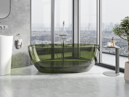 Mexen Pure olive free-standing transparent bathtub 170 x 80 cm, chrome plug - 58071708001
